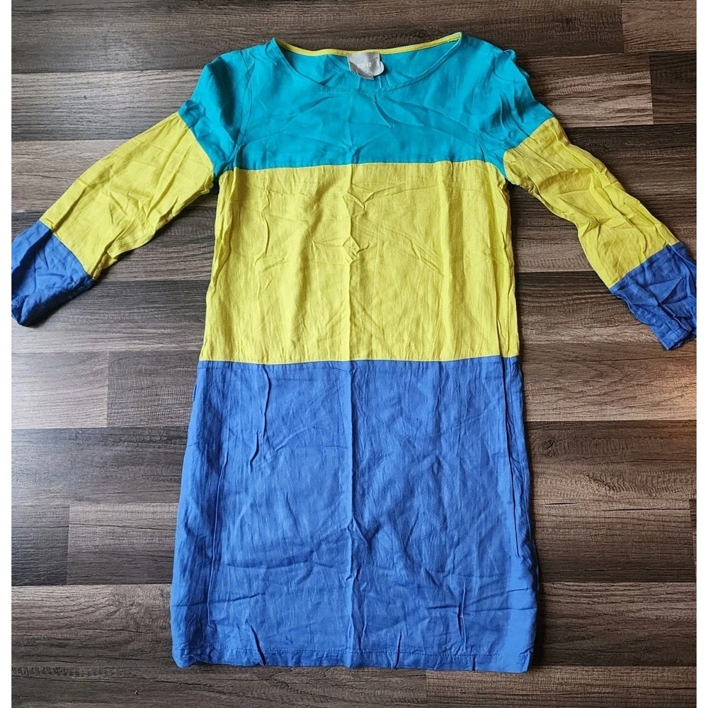 ANTHROPOLOGIE MAEVE 100% RAYON DRESS WOMENS SIZE 2 COLORBLOCK 3/4 SLEEVE